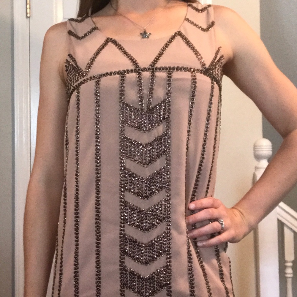Boutique Tan Sequin Dress